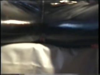 Sperm-Traudl with crotchopen pvc trousers gets a fuck without embracing